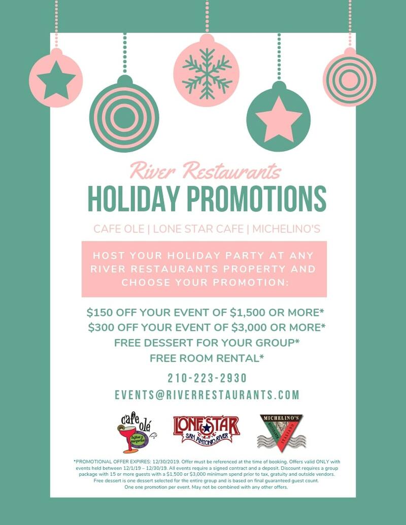 Flyer for Holiday Promotions at River Restaurants